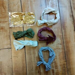 Baby girl headbands nylon gray green yellow maroon bundle 6 headbands holiday